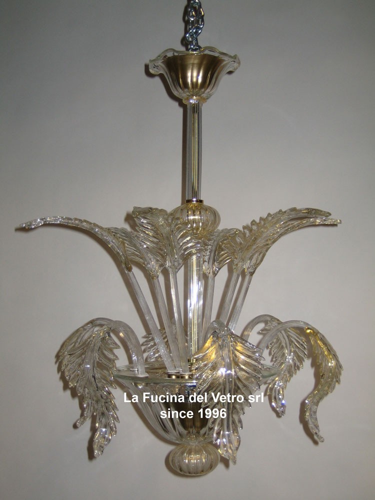 Plafoniera a soffitto in vetro di murano tutto foglie vendita on ... Lampadario in vetro di murano